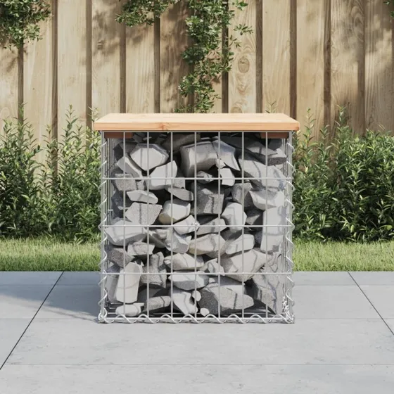 vidaXL Havebænk med Gabiondesign, 43x44x42 cm, massivt fyrretræ