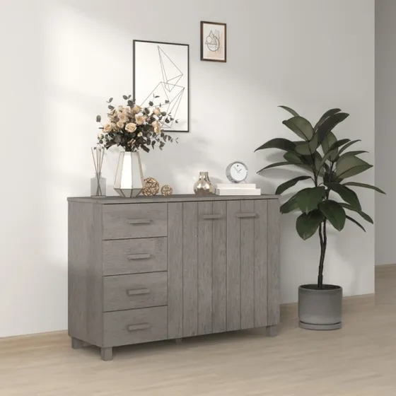 vidaXL Skænk HAMAR 113x40x80 cm lysegrå massivt fyrretræ