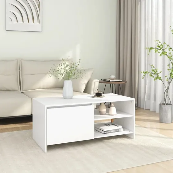 vidaXL sofabord 102x50x45 cm hvid konstrueret træ