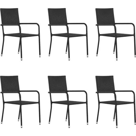 vidaXL Havestole 6 stk. Stabelbare Polyrattan Sort