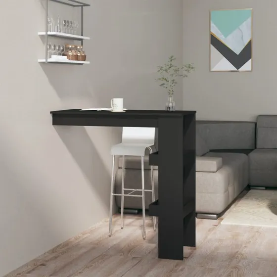 vidaXL Vægmonteret Barbord 102x45x103,5 cm Sort