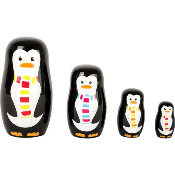 Small Foot Babushka Pingvin Familie – 4 Træfigurer, 3+ år