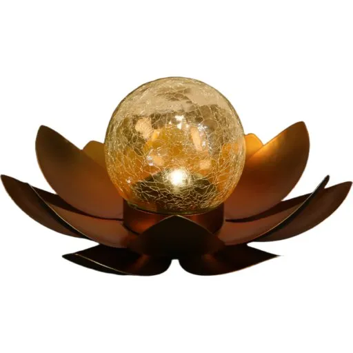 Veli Line Lotus blomst med lyskugle, solcelle, glas og metal