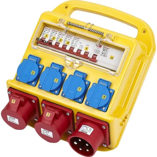 Wexim Byggestrømstavle 32A, 400V, CEE, 4xSchuko, 2x5P
