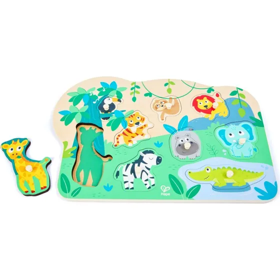 Hape Vilde Dyr Knoppuslespil i Træ – 10 Brikker