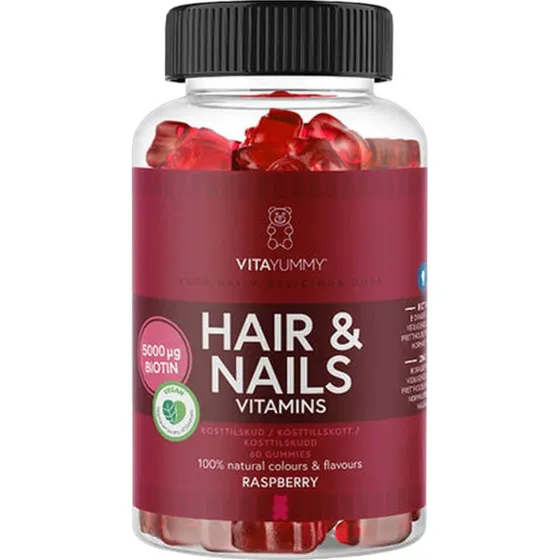 VitaYummy Hair & Nails Raspberry 60 stk.