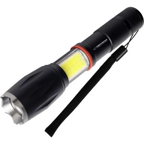 Esperanza Dione LED Lommelygte, Sort, IPX3, Side-Reflektor