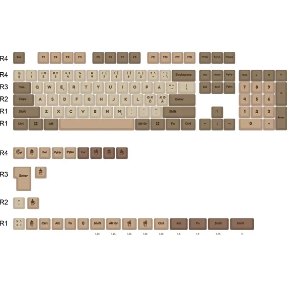 Ducky Boba 132 Keycap Set - MDA Profile - PBT - Brun