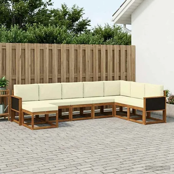 vidaXL Udendørs Sofagruppe 8 pcs Naturlig/Fløde Akacietræ