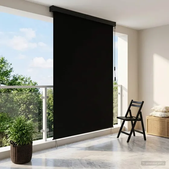 vidaXL Rullegardin Sort 60 x 250 cm Stof og Aluminium