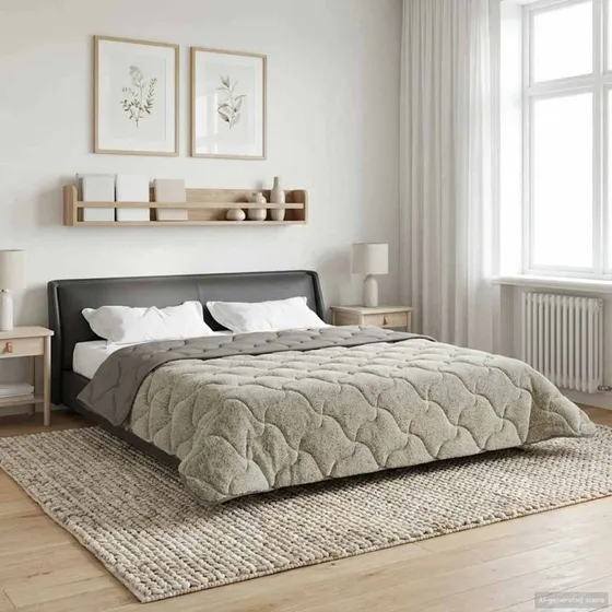 vidaXL Vinterdyne Lysegrå 200 x 200 cm Mikrofiber & Teddy Fleece