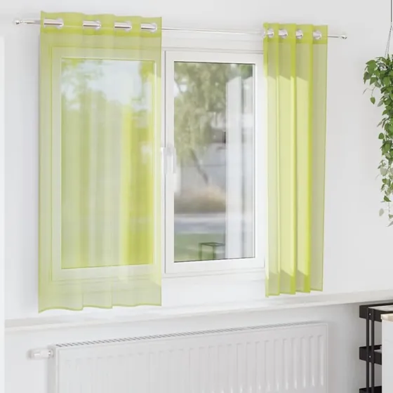vidaXL Voile-Gardiner med Øskner 2 stk. 140x175 cm Æblegrøn