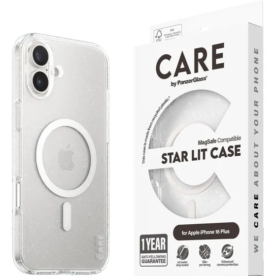 PanzerGlass CARE Star Lit MagSafe Hvid iPhone 16 Plus