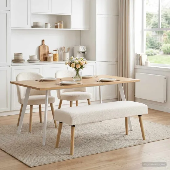 vidaXL bænk i bouclé, cremefarvet, 110 x 40 x 46 cm