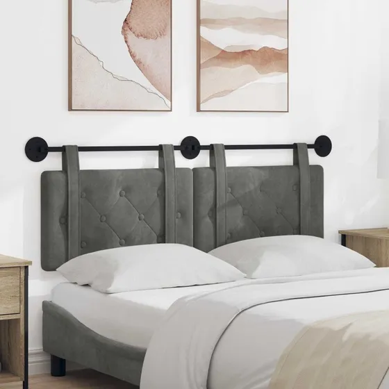 vidaXL Hængende Sengegavl Mørkegrå 150×55 cm Fløjl