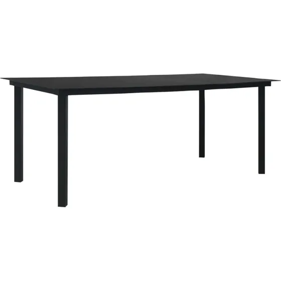 vidaXL havebord 190x90x74 cm stål og glas sort