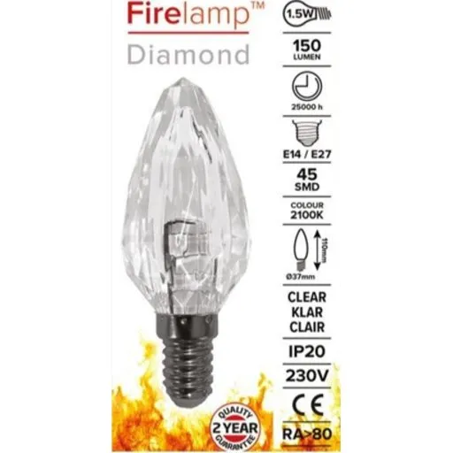 Krystal E14/E27 dæmpbar LED-kertepære, 2W, 2100K