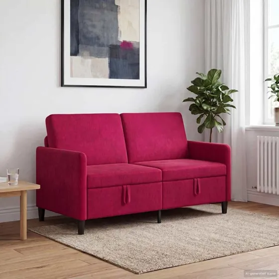 vidaXL Sofa med Opbevaring Vinrød 152 cm