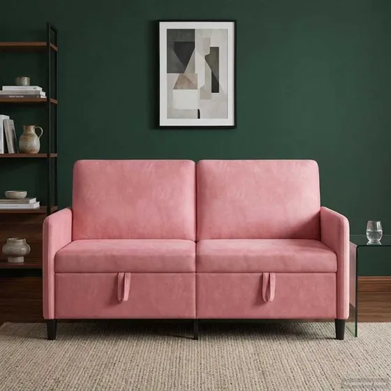 vidaXL Sofa med Opbevaring Lyserød 152 x 78 x 87 cm