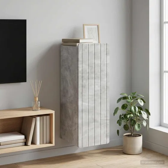 vidaXL Vægmonteret Skab Betongrå 33 x 34,5 x 94 cm Konstrueret Træ