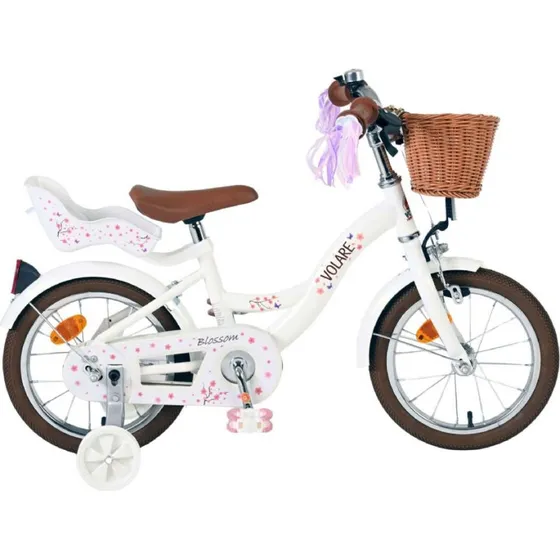 Volare Blossom 14" Børnecykel Hvid med Støttehjul