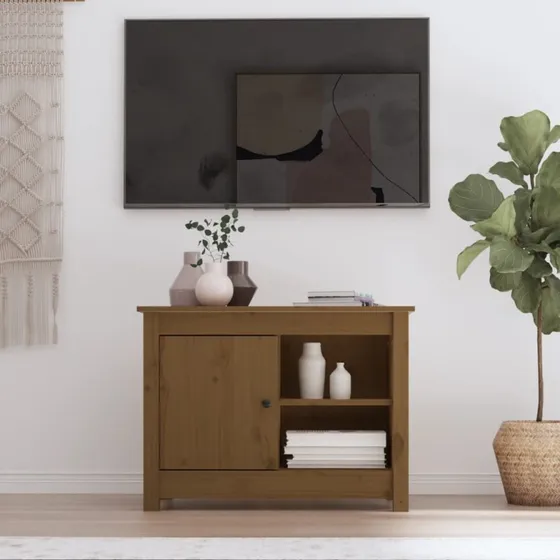 vidaXL tv-bord 70x36,5x52 cm i massivt fyrretræ gyldenbrun