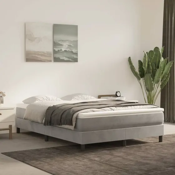 vidaXL springmadras med pocketfjedre 137x190x20 cm fløjl lysegrå