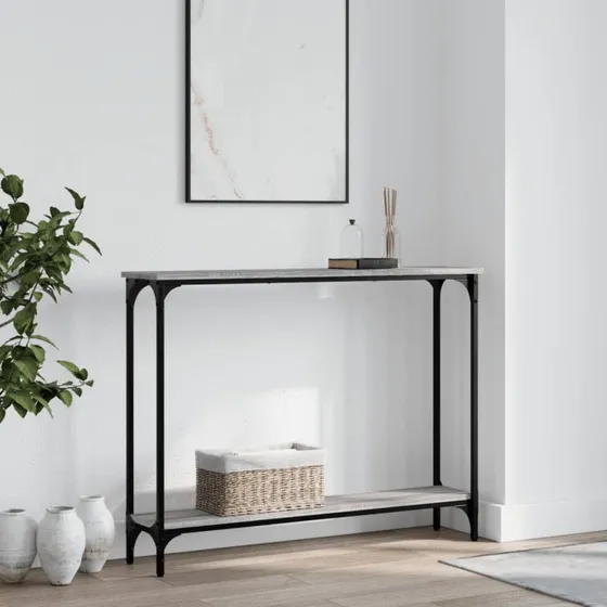 vidaXL Konsolbord 100x22,5x75 cm grå sonoma-eg