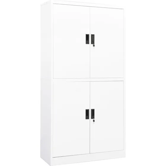 vidaXL kontorskab 90x40x180 cm stål hvid med lås