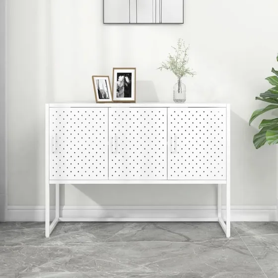 vidaXL Skænk i stål, hvid, 105x35x75 cm