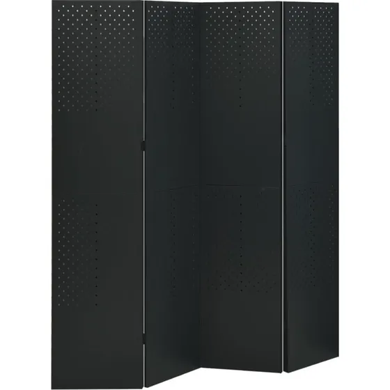 vidaXL 4-panel stål rumdeler 160x180 cm sort