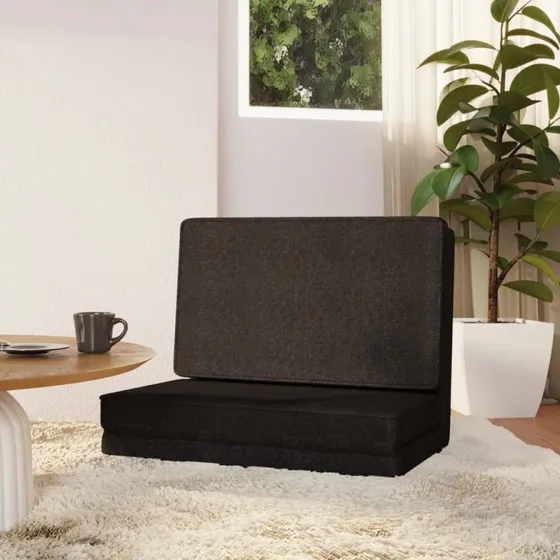 vidaXL foldbar gulvstol sort med sovefunktion