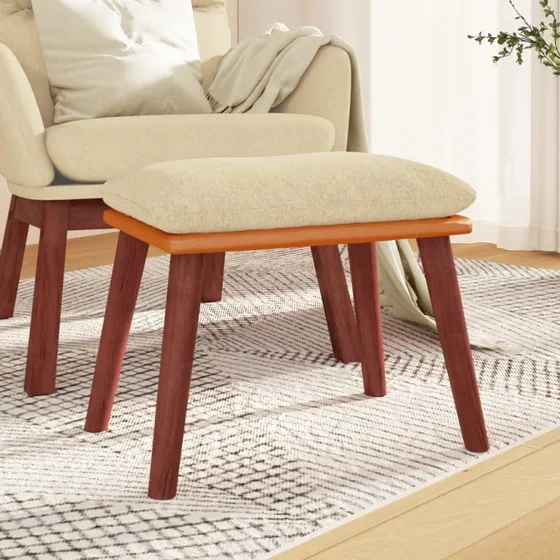 vidaXL Fodskammel 45x29,5x35 cm Creme Stof & Kunstlæder