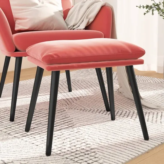 vidaXL Fodskammel 45x29,5x35 cm lyserød fløjl