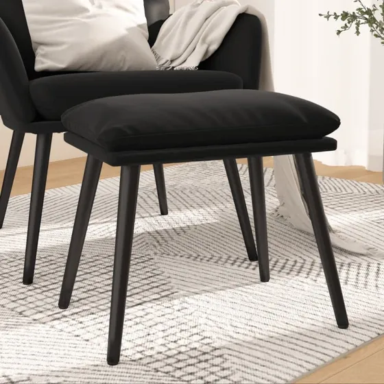 vidaXL Fodskammel 45x29,5x35 cm i fløjl, sort