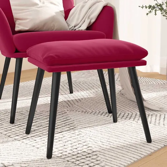 vidaXL Fodskammel 45x29,5x35 cm i fløjl vinrød