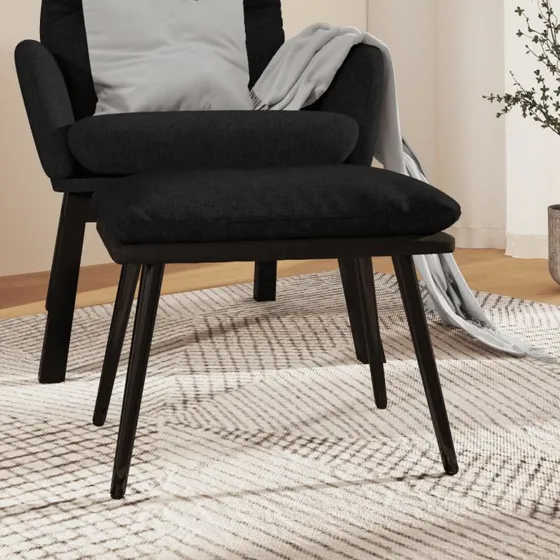 vidaXL Fodskammel 45x29,5x35 cm Sort Stof & Kunstlæder