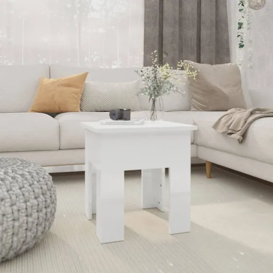 vidaXL sofabord 40x40x42 cm hvid højglans konstrueret træ