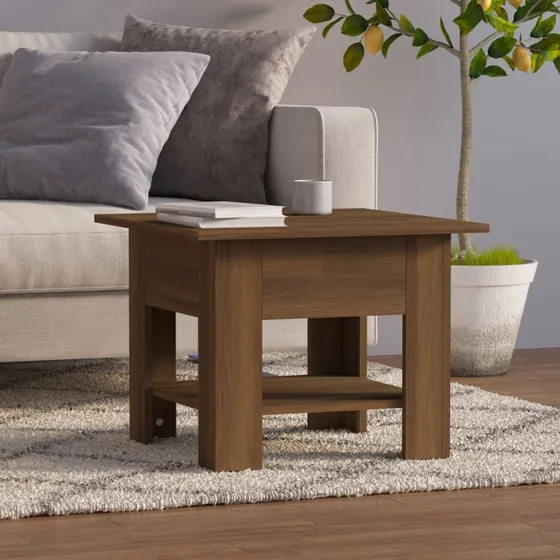 vidaXL sofabord 55x55x42 cm brun egetræ konstrueret træ