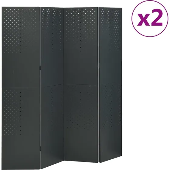 vidaXL 4-panels rumdelere 2 stk. 160x180 cm stål antracitgrå