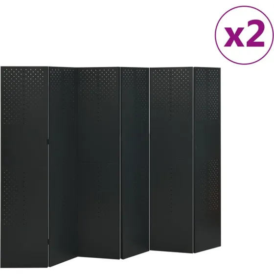 vidaXL 6-panel rumdelere 2 stk. 240x180 cm stål sort
