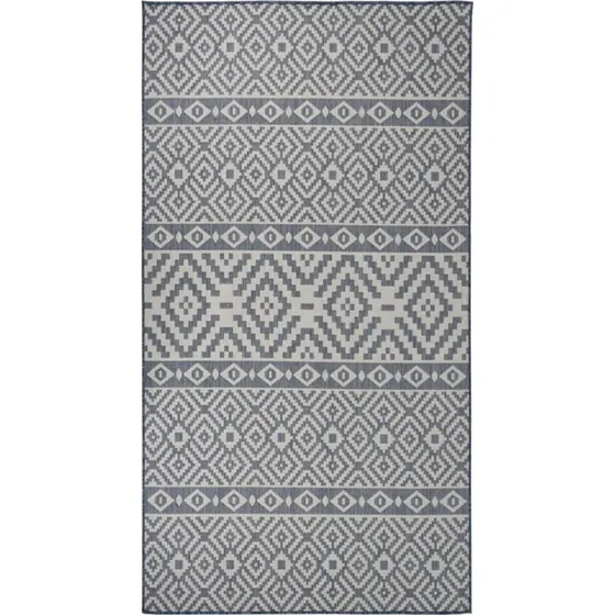 vidaXL fladvævet udendørstæppe 80x150 cm stribet blå