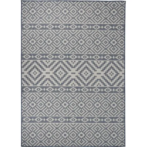 vidaXL fladvævet udendørstæppe 120x170 cm stribet blå