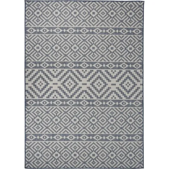 vidaXL fladvævet udendørstæppe 140x200 cm stribet blå