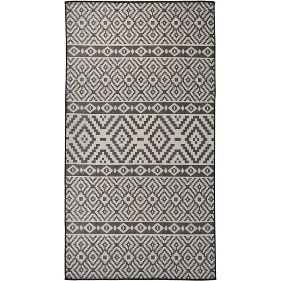 vidaXL fladvævet udendørstæppe 80x150 cm sort stribet