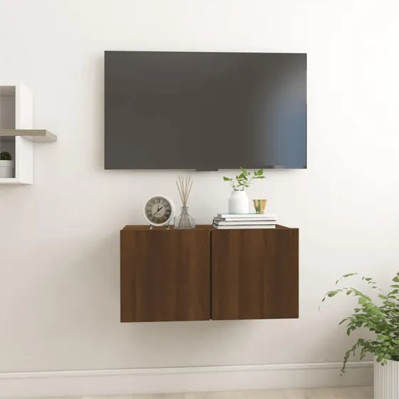 vidaXL væghængt tv-bord 60x30x30 cm brun egetræ