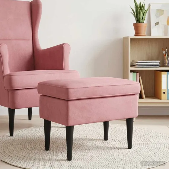 vidaXL Fodskammel Lyserød 55 x 35 x 41 cm Fløjl