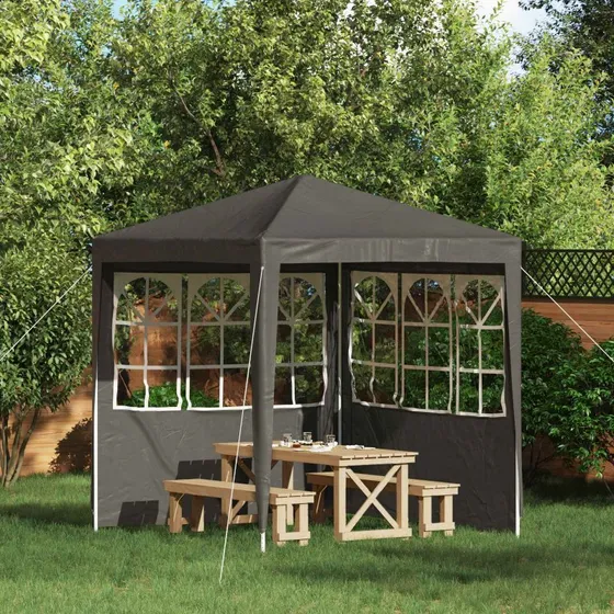 vidaXL Festasidevæg 2 pcs 200 x 195 cm Antracit PE og Stål
