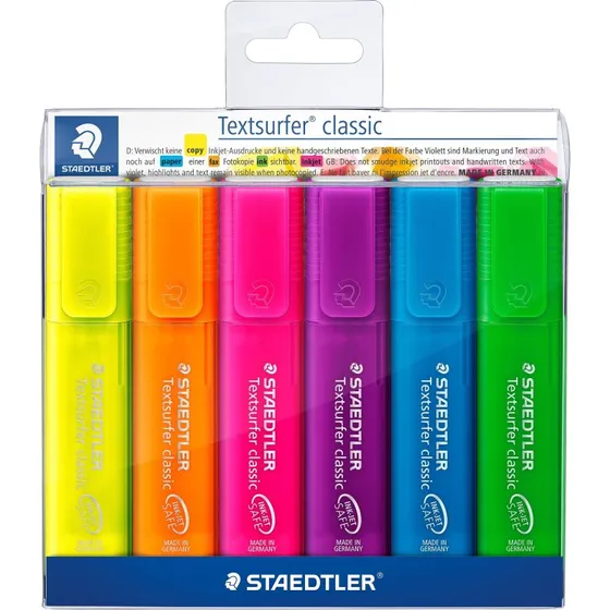 Staedtler Textsurfer 364 Ass (6) - Overstregningspen med Inkjet Safe-blæk