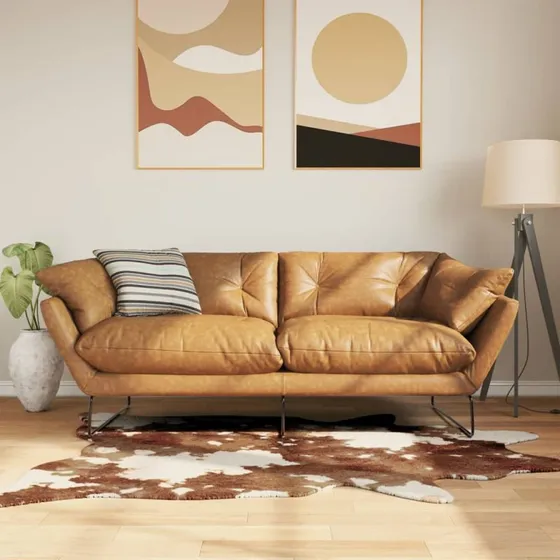 vidaXL gulvtæppe 120x170 cm brun/hvid komønster